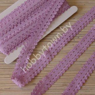 Тесьма эластичная с кружевом 20 мм (цв. сиреневый) 1 м